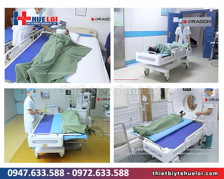 bệnh nhân sử dụng cáng vận chuyển bệnh nhân có bàn lăn