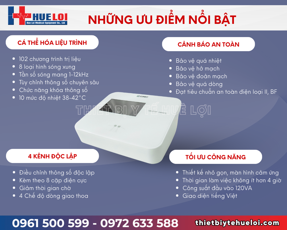 ưu điểm máy điện xung trung tần 4 kênh