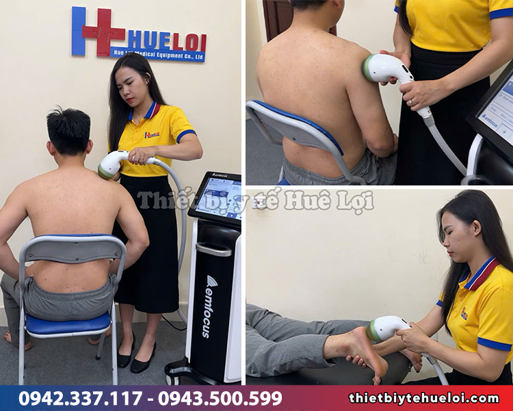 khách hàng trải nghiệm máy xung kích hội tụ huê lợi