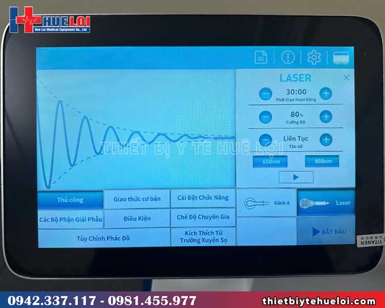 màn hình cảm ứng của máy từ trường trị liệu công suất cao 2 trong 1