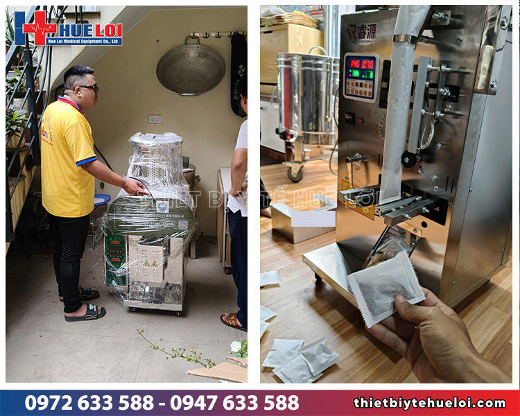 combo máy sắc thuốc và đóng túi tự động được huê lợi lắp đặt tại phòng khám y học cổ truyền